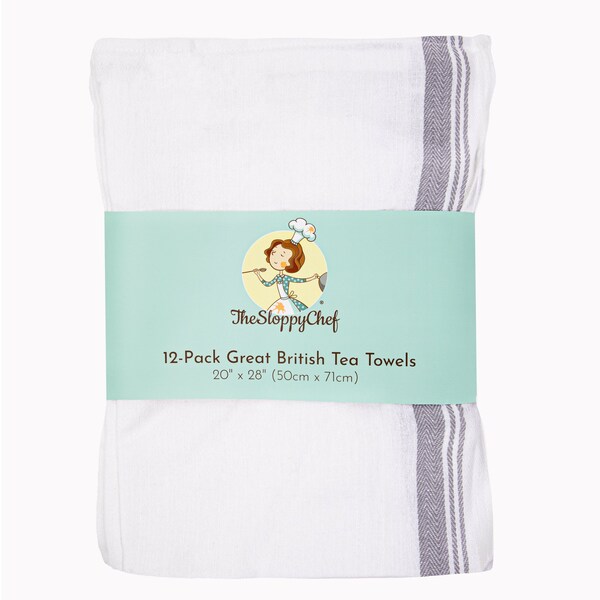 Monarch British Tea Towels Grey , 12PK SCTTSG36 Zoro